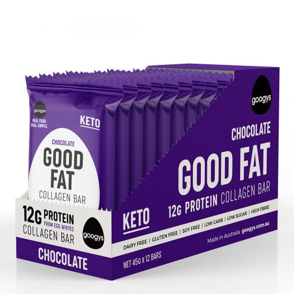 Googys Snack Foods Googys Good Fat Collagen Bar Chocolate 45g x 12