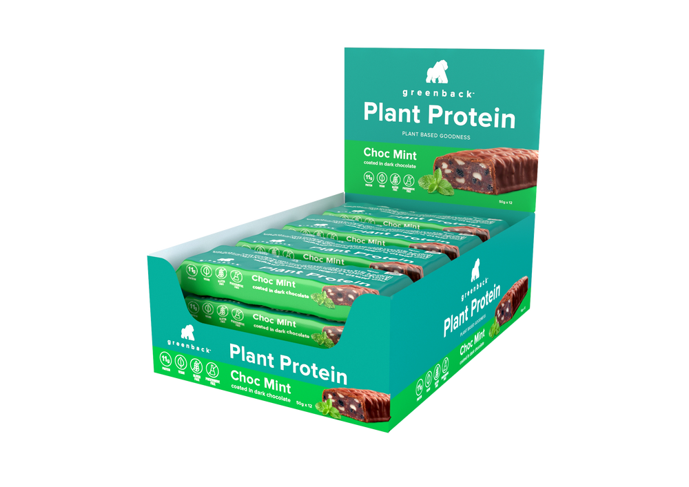 greenback plant protein chocolate mint bar 12 x 50g