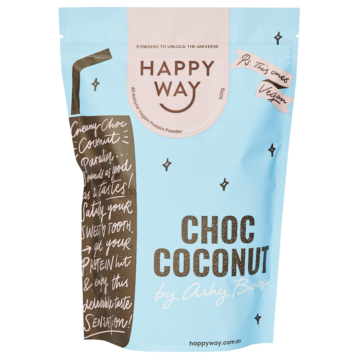 Happy Way Protein Powder Happy Way Ashy Bines VEGAN Protein Powder Choc Coconut 500g