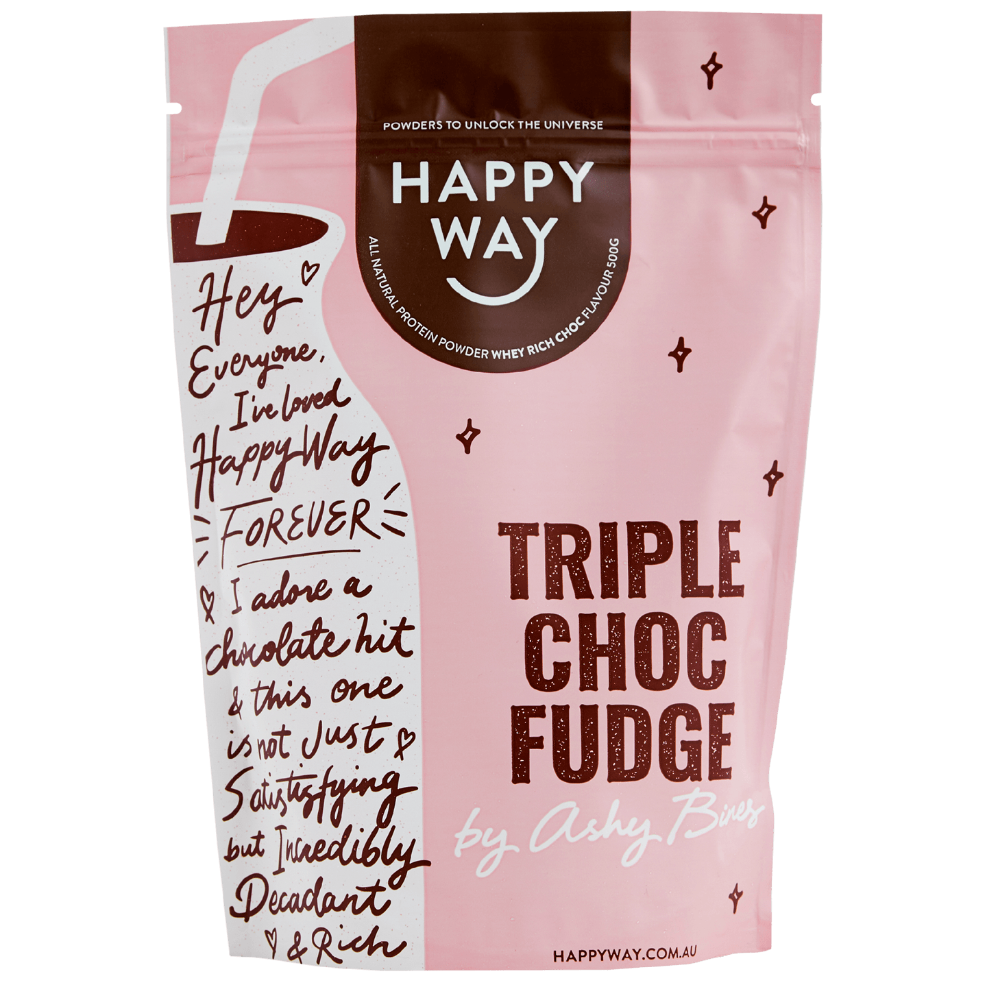 Happy Way Protein Powder Happy Way Ashy Bines Whey Protein Powder Triple Choc Fudge 500g