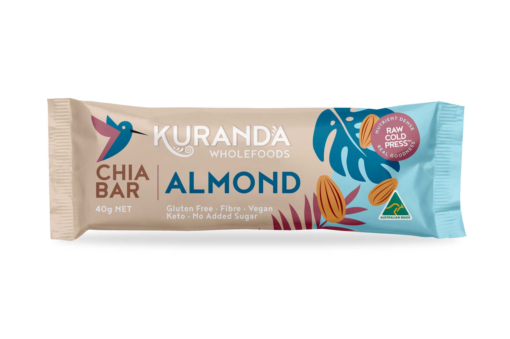 Kuranda Wholefoods Protein Bars Kuranda Gluten Free Chia Bars Chia & Almond 40g x 16