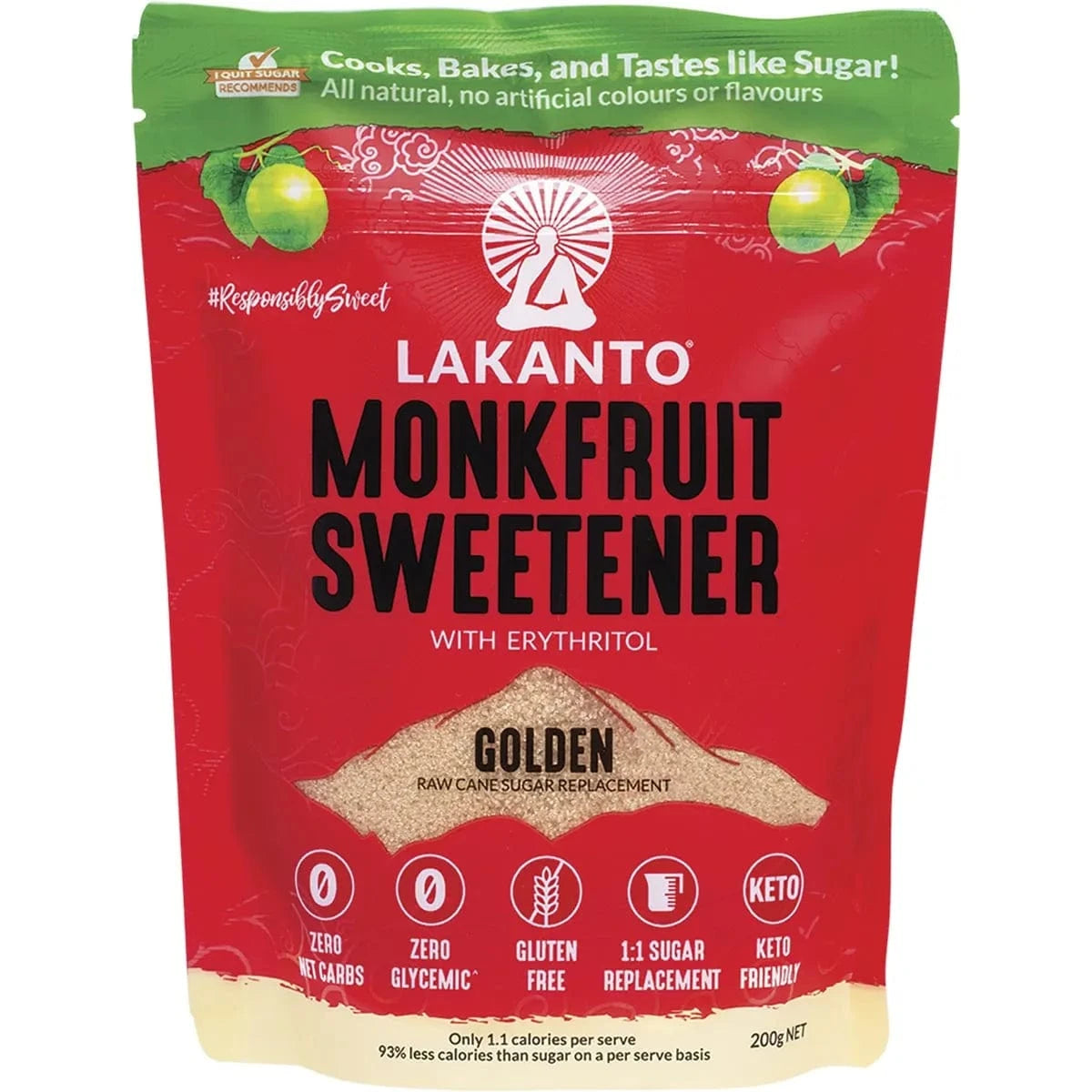 Lakanto Monk Fruit Sweetener 200g Lakanto Golden Monkfruit 1:1 Raw Sugar Substitute