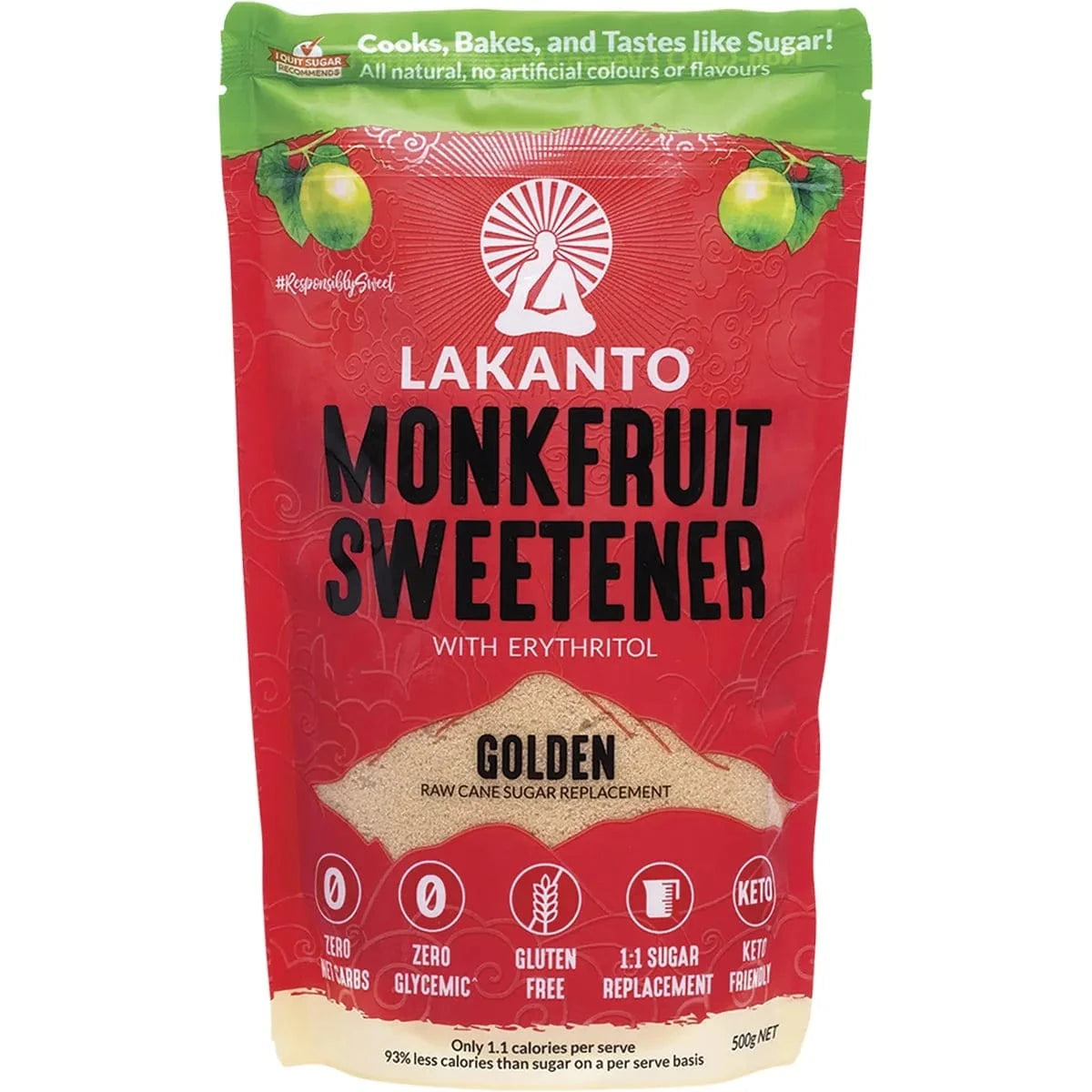 Lakanto Monk Fruit Sweetener 500g Lakanto Golden Monkfruit 1:1 Raw Sugar Substitute