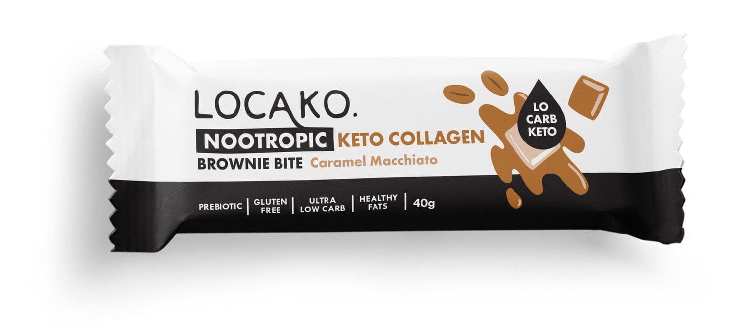 Locako Snack Foods Locako Nootropic Keto Collagen Brownie Bite Caramel Macchiato 40g x 15