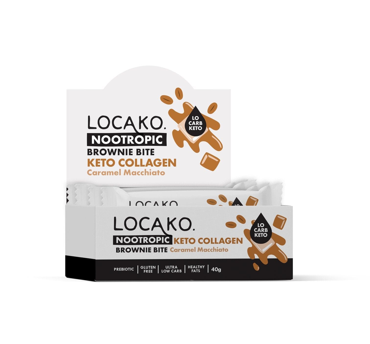 Locako Snack Foods Locako Nootropic Keto Collagen Brownie Bite Caramel Macchiato 40g x 15