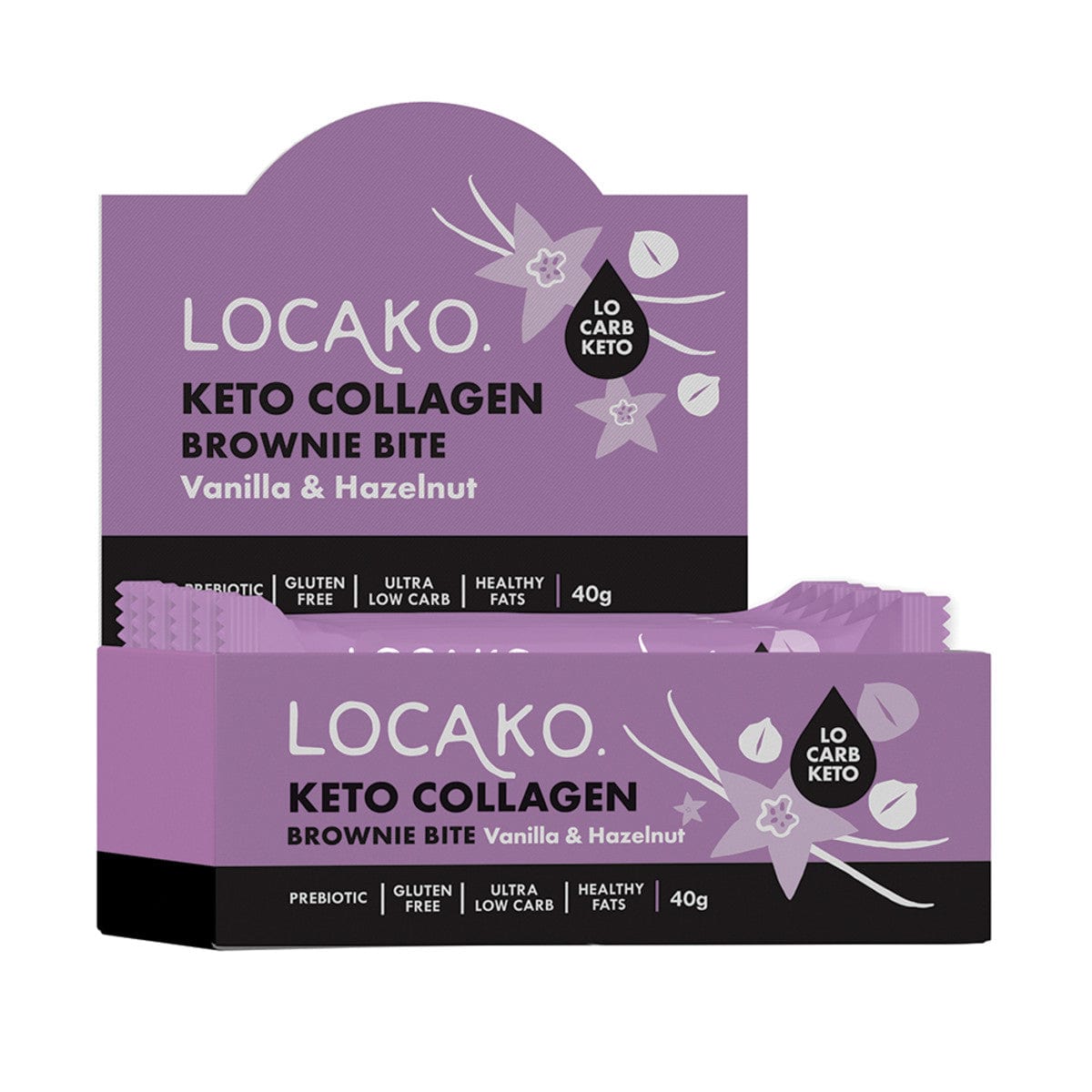 Locako Snack Foods Locako Vanilla Hazelnut Keto Collagen Brownie Bites 40G X 15
