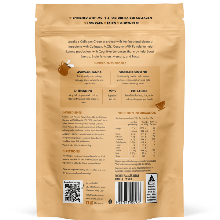 Locako Vitamins & Supplements Locako Collagen Creamer Nootropic (Vanilla Toffee) 300g