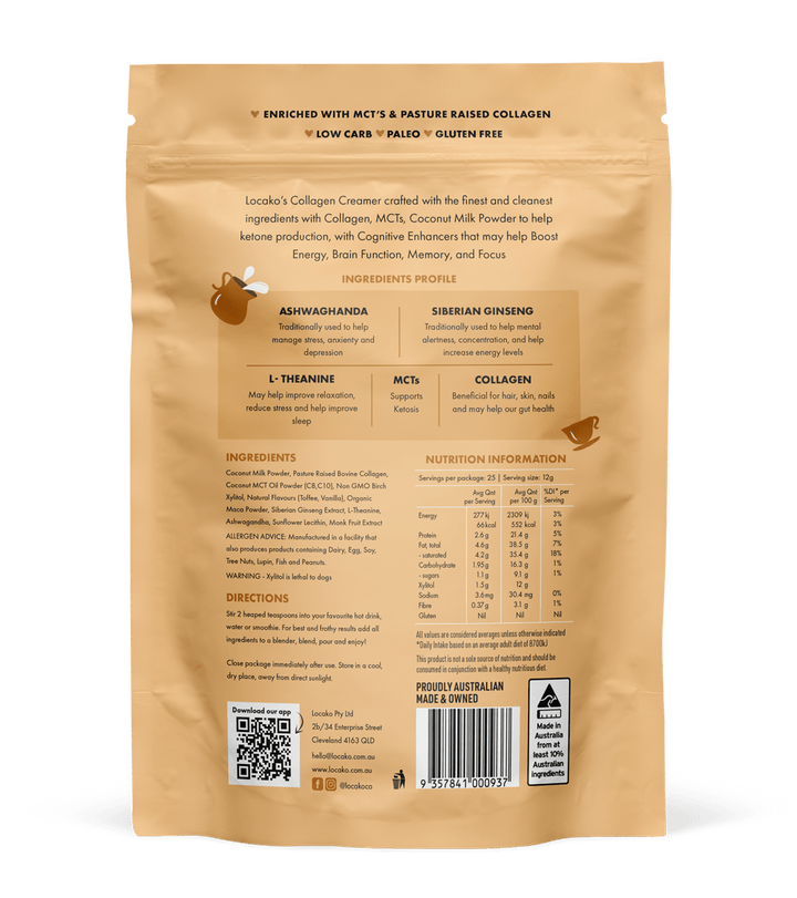 Locako Vitamins & Supplements Locako Collagen Creamer Nootropic (Vanilla Toffee) 300g