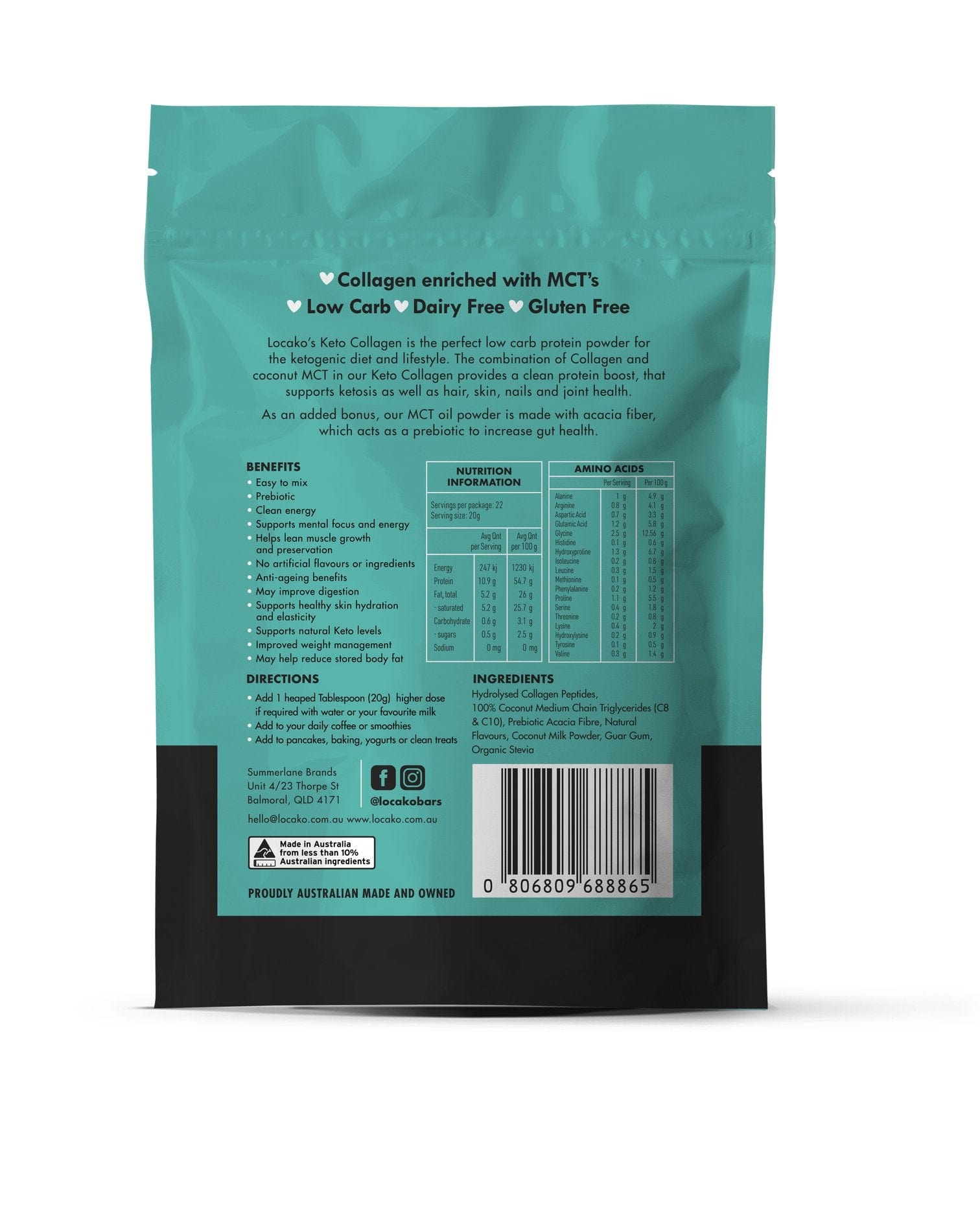 Locako Vitamins & Supplements Locako Keto Collagen Vanilla White Chocolate (Collagen Protein With Coconut Mct) 440G