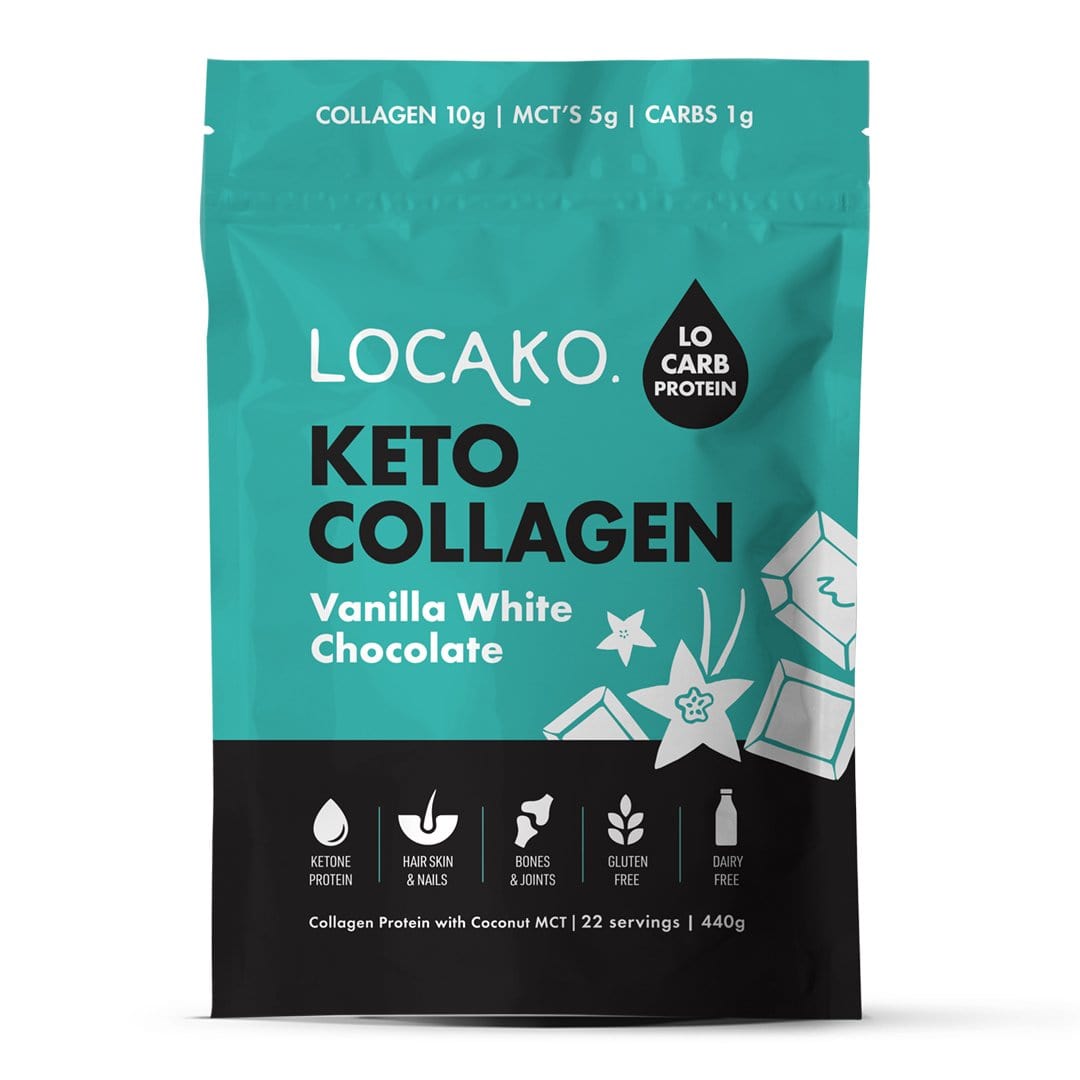 Locako Vitamins & Supplements Locako Keto Collagen Vanilla White Chocolate (Collagen Protein With Coconut Mct) 440G