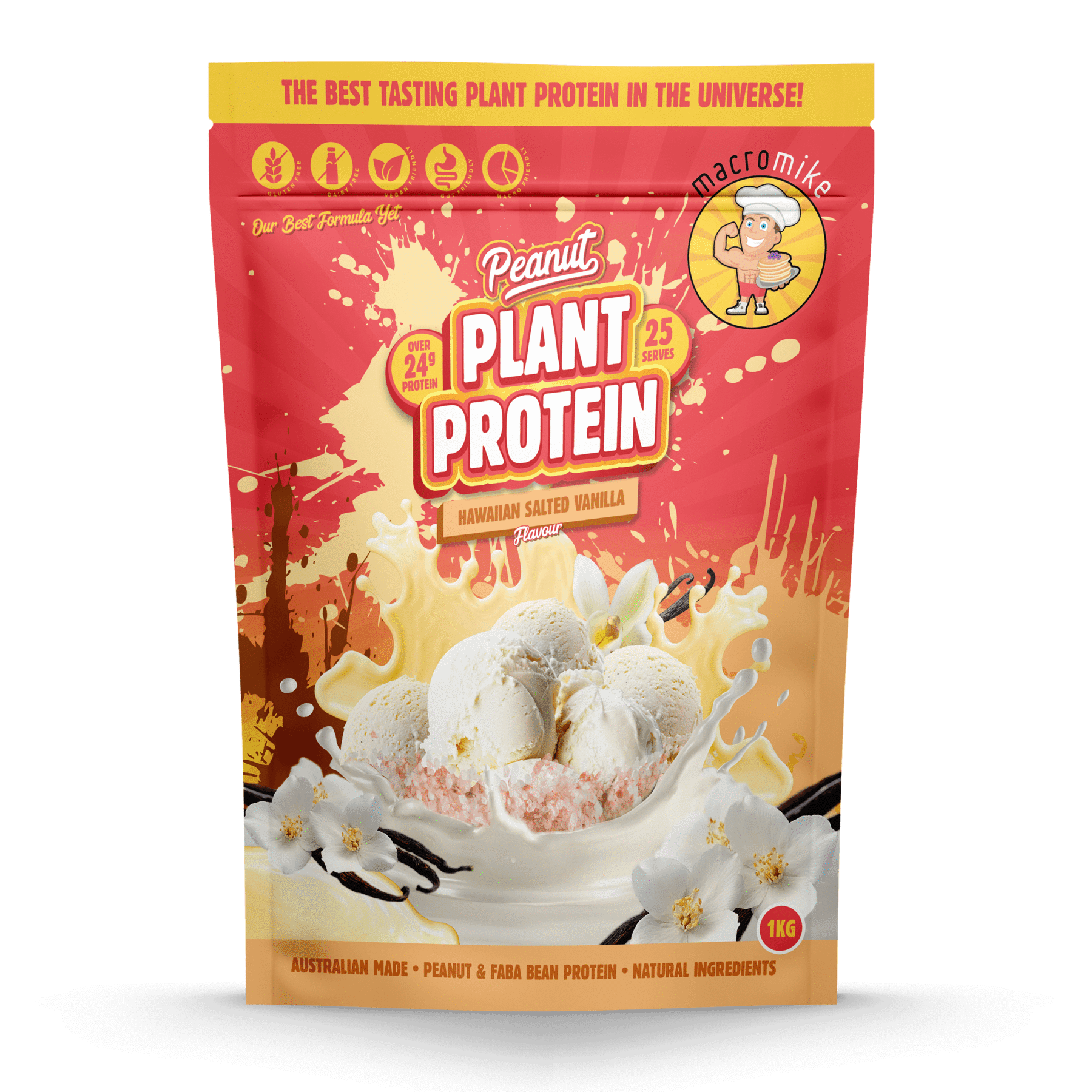 Macro Mike Protein Powder 1kg Macro Mike Peanut Plant Protein Hawaiian Salted Vanilla