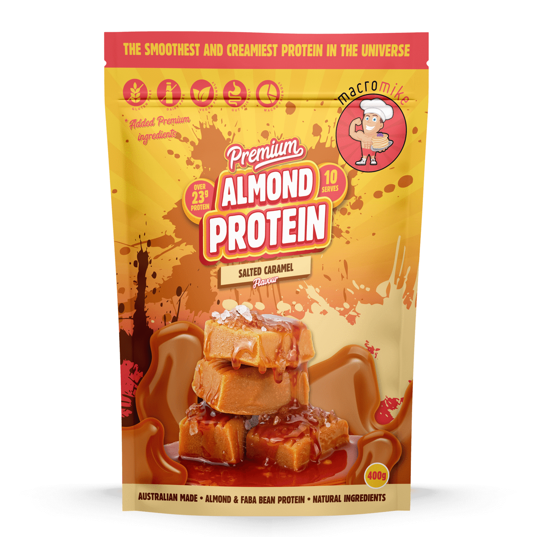 Macro Mike Protein Powder 400g Macro Mike Premium Almond Protein Salted Caramel