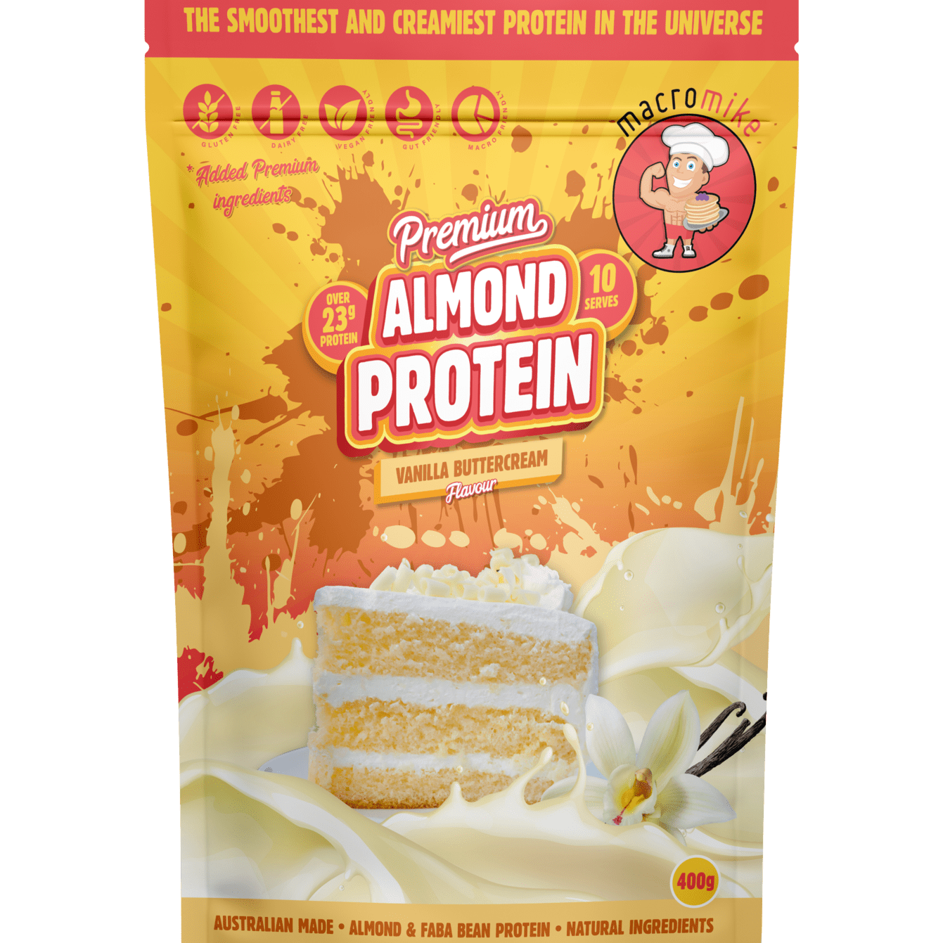 Macro Mike Protein Powder 400g Macro Mike Premium Almond Protein Vanilla Buttercream