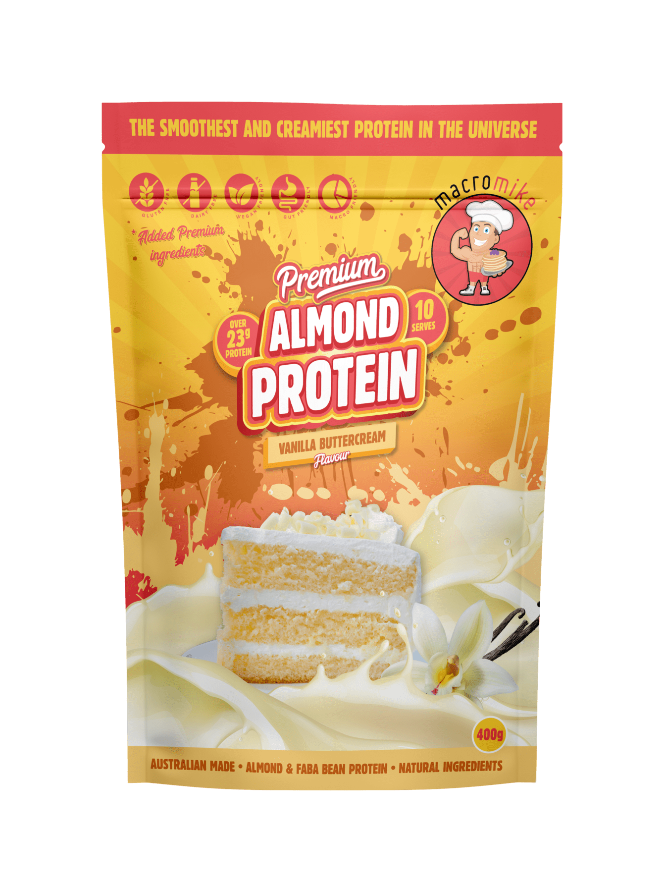 Macro Mike Protein Powder 400g Macro Mike Premium Almond Protein Vanilla Buttercream