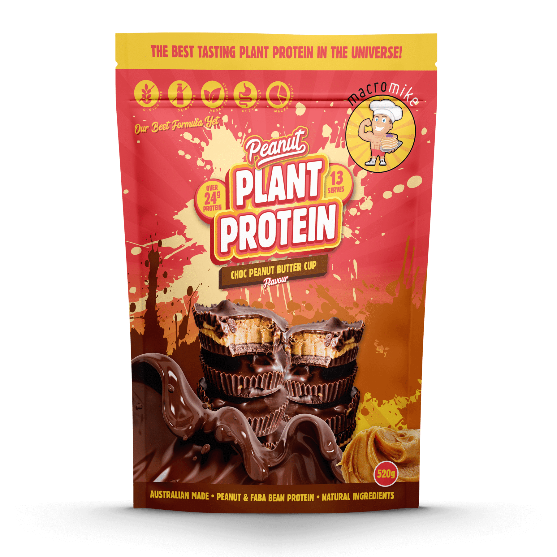 Macro Mike Protein Powder 520G Macro Mike Peanut Plant Protein Choc Peanut Butter Cup