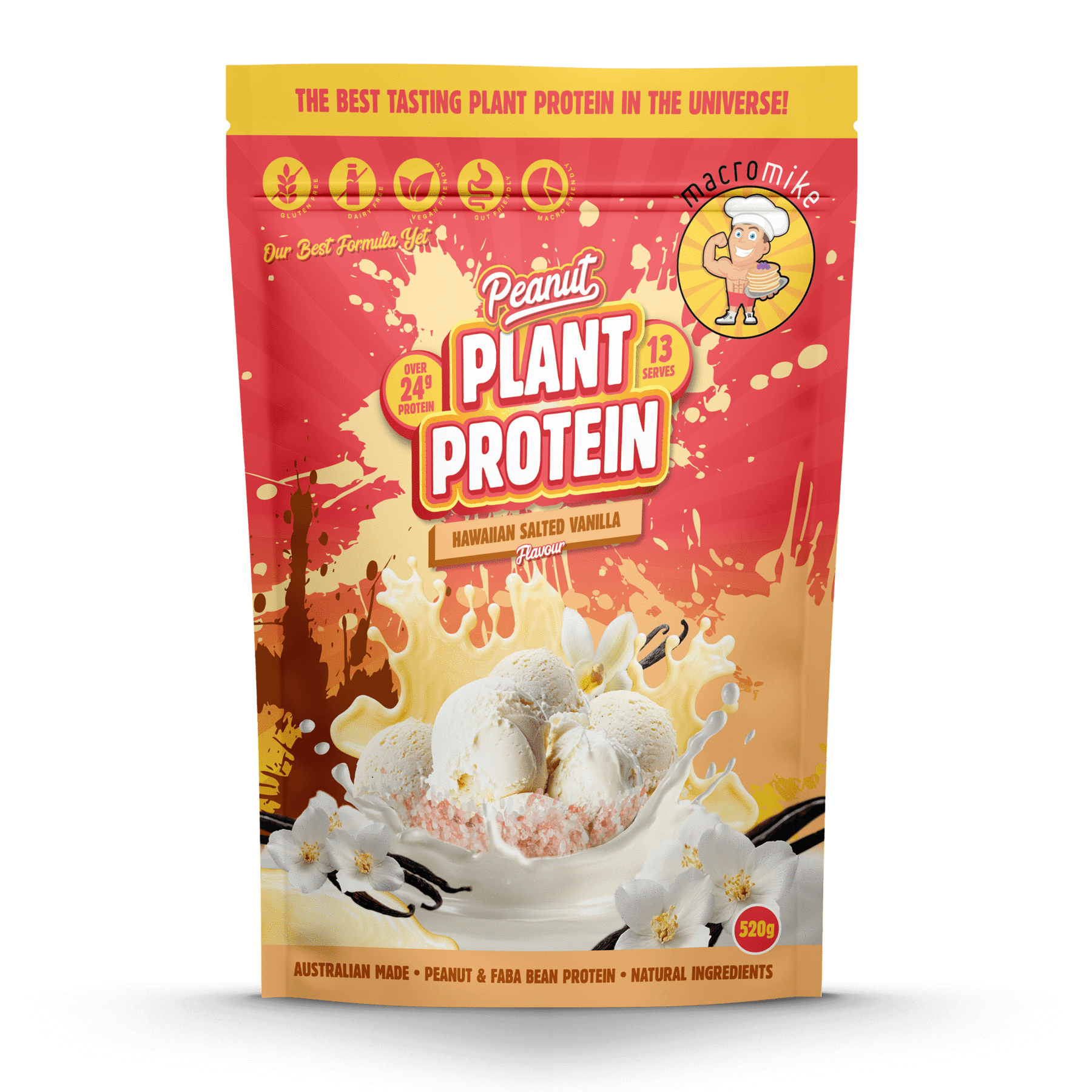 Macro Mike Protein Powder 520G Macro Mike Peanut Plant Protein Hawaiian Salted Vanilla