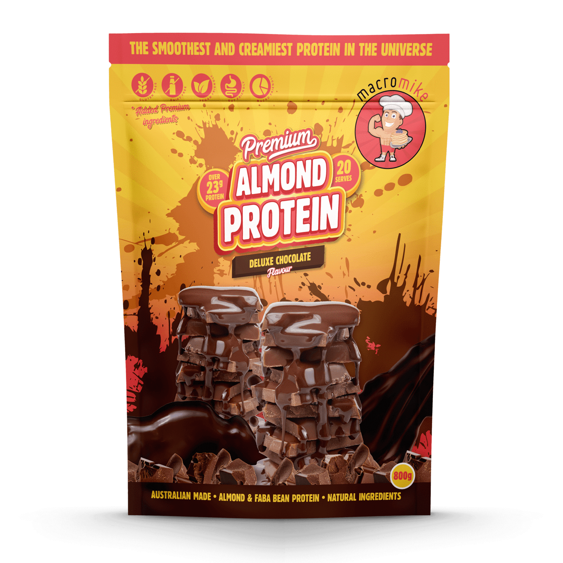 Macro Mike Protein Powder 800g Macro Mike Premium Almond Protein Deluxe Chocolate
