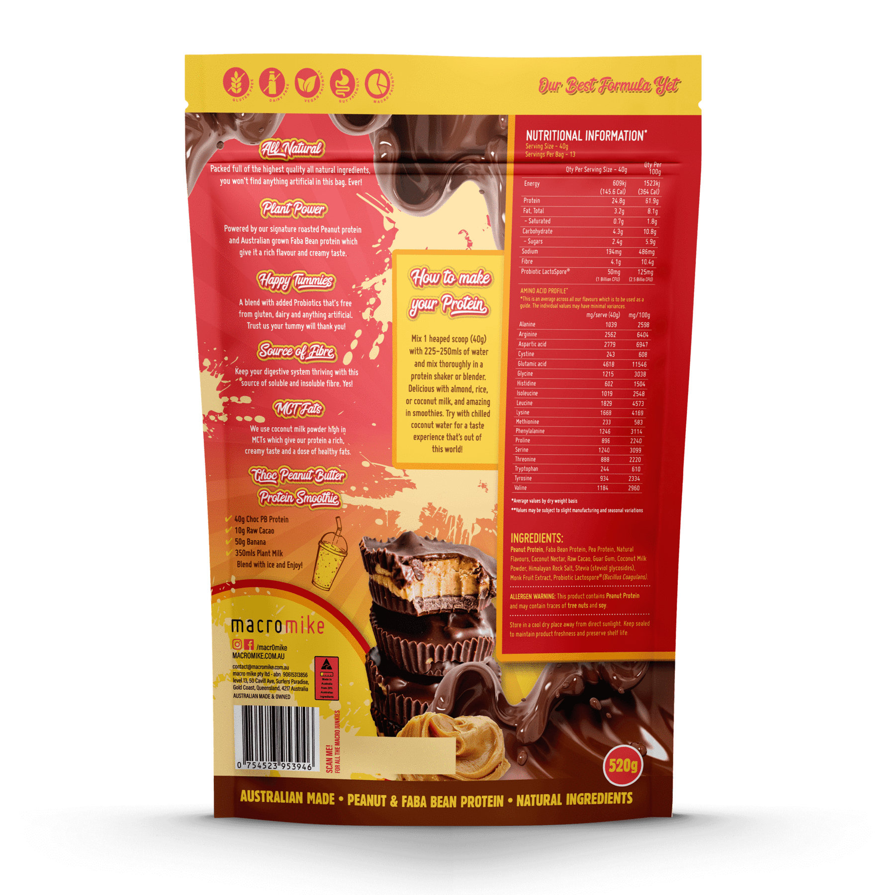 Macro Mike Protein Powder Macro Mike Peanut Plant Protein Choc Peanut Butter Cup