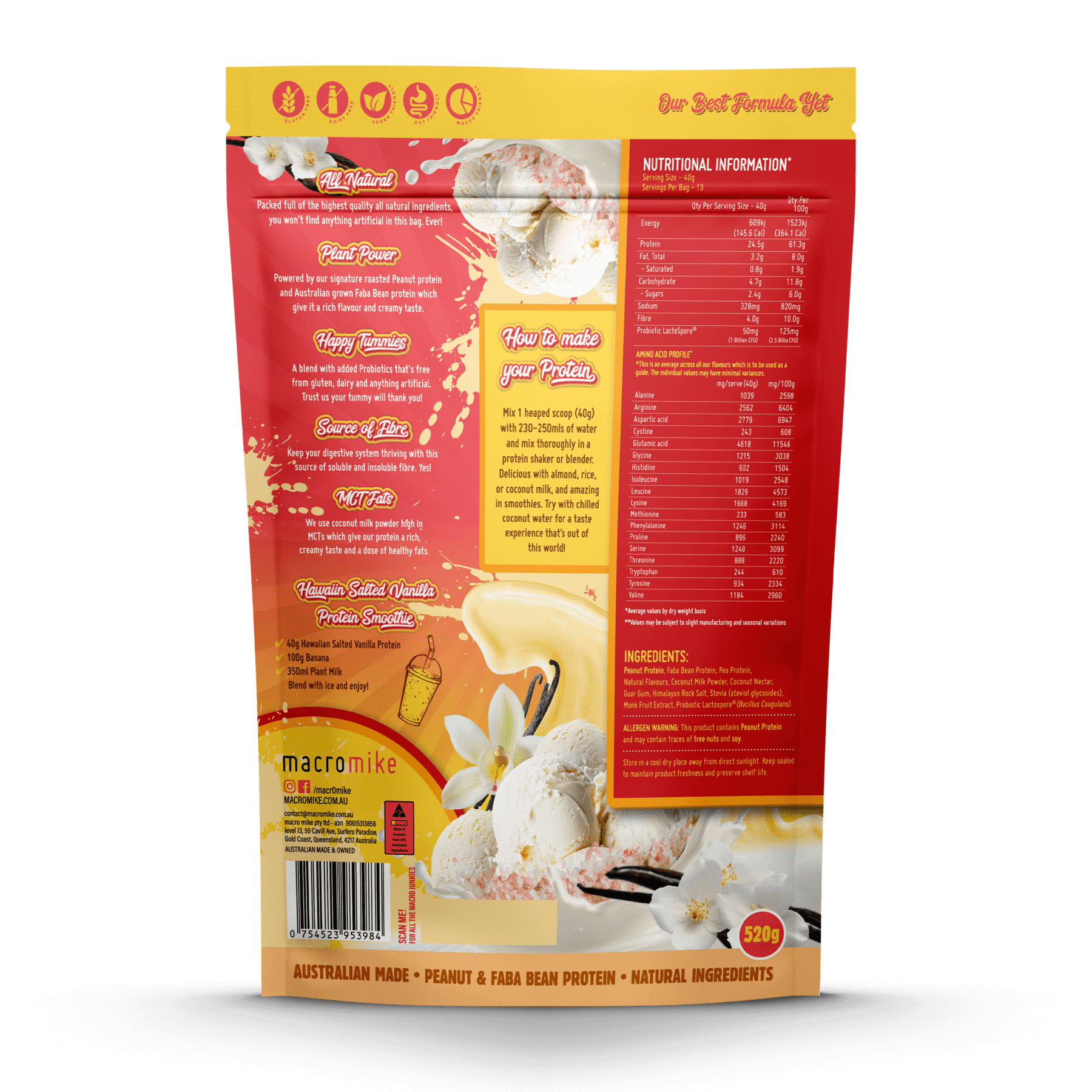 Macro Mike Protein Powder Macro Mike Peanut Plant Protein Hawaiian Salted Vanilla