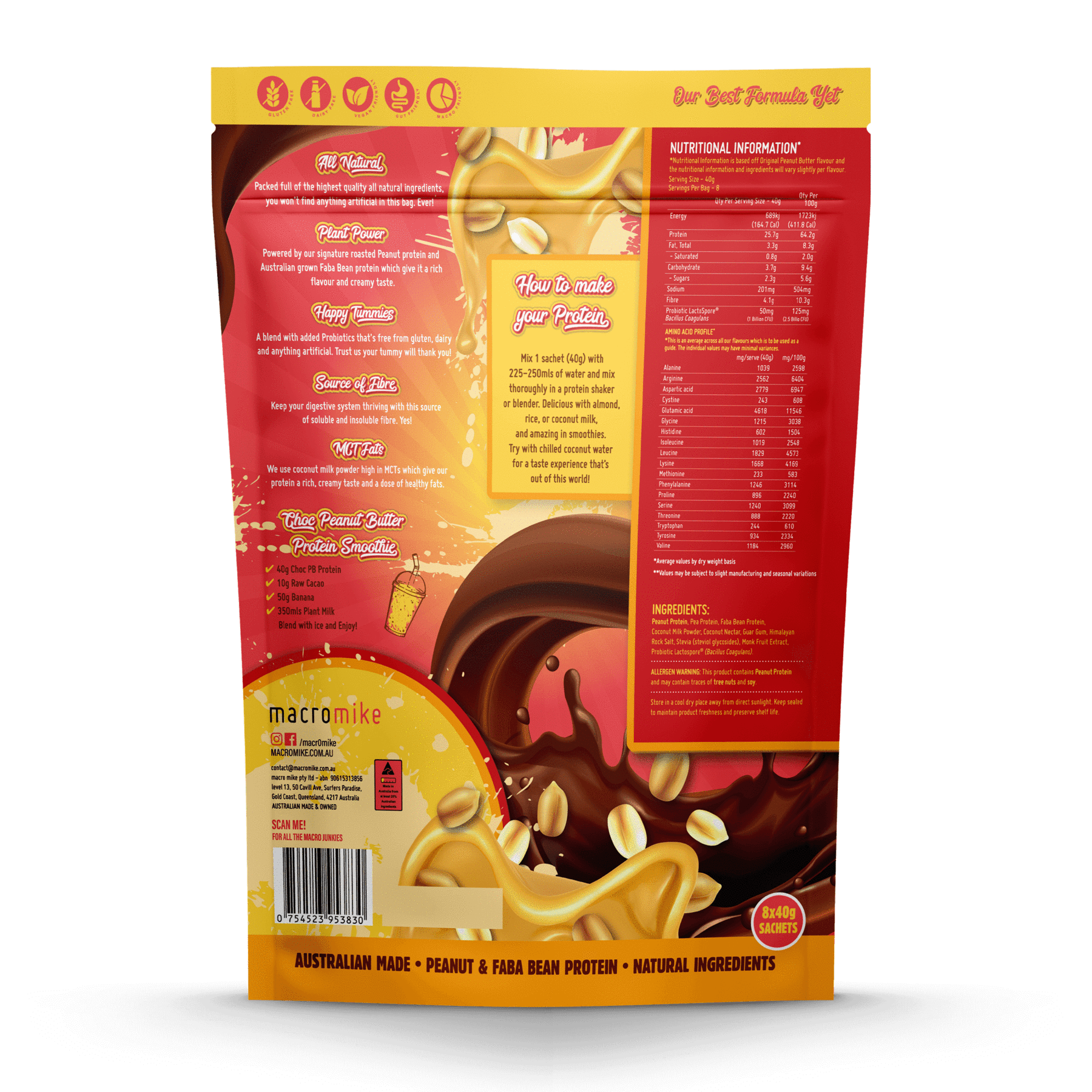 Macro Mike Protein Powder Macro Mike Peanut Plant Protein Sample Pack 8x40g