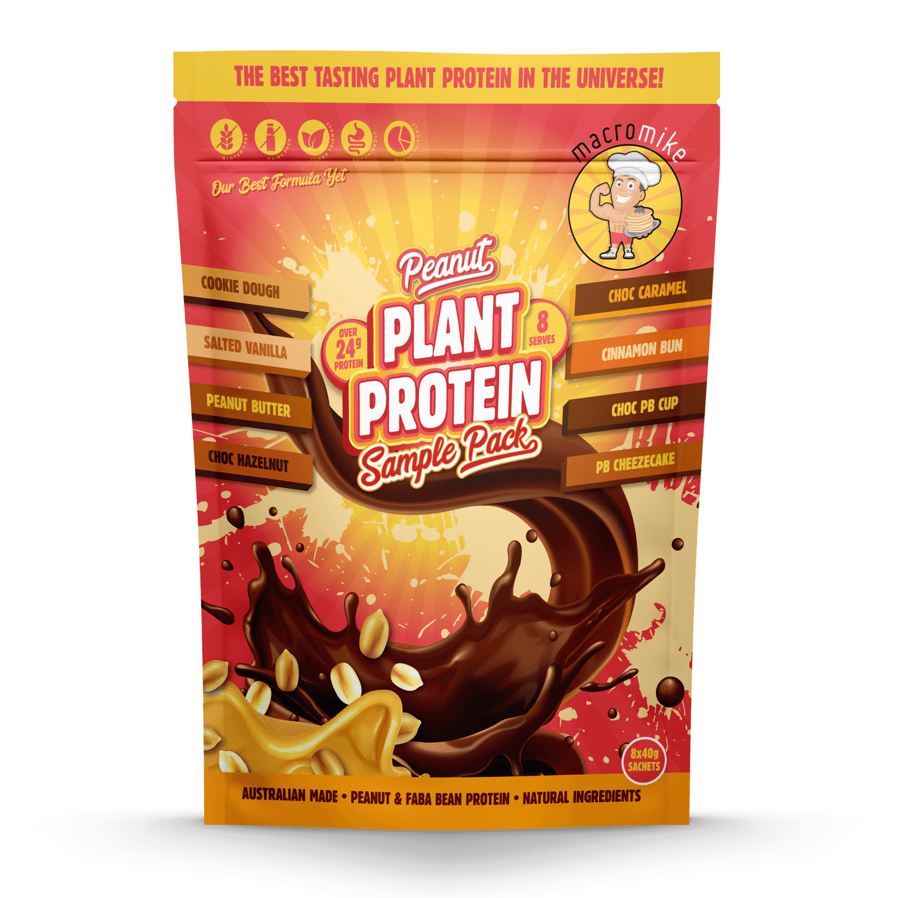 Macro Mike Protein Powder Macro Mike Peanut Plant Protein Sample Pack 8x40g