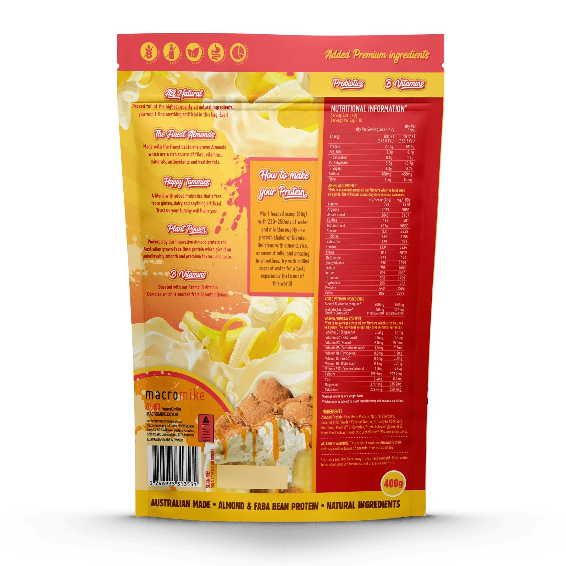 Macro Mike Protein Powder Macro Mike Premium Almond Protein Banana Cream Pie