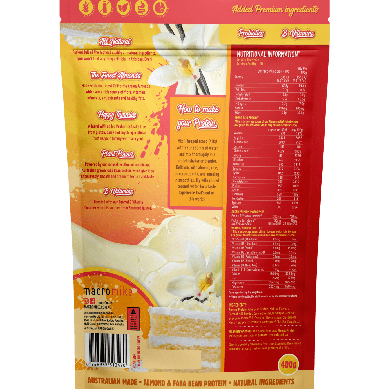 Macro Mike Protein Powder Macro Mike Premium Almond Protein Vanilla Buttercream