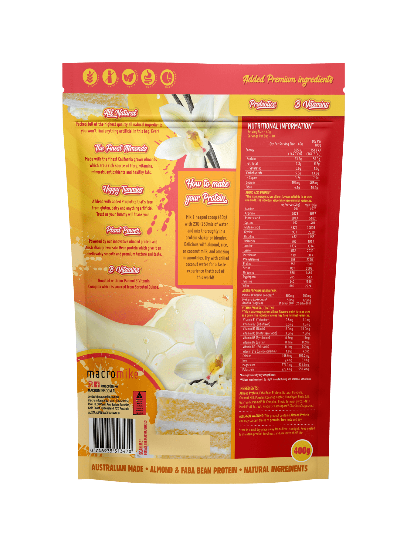 Macro Mike Protein Powder Macro Mike Premium Almond Protein Vanilla Buttercream