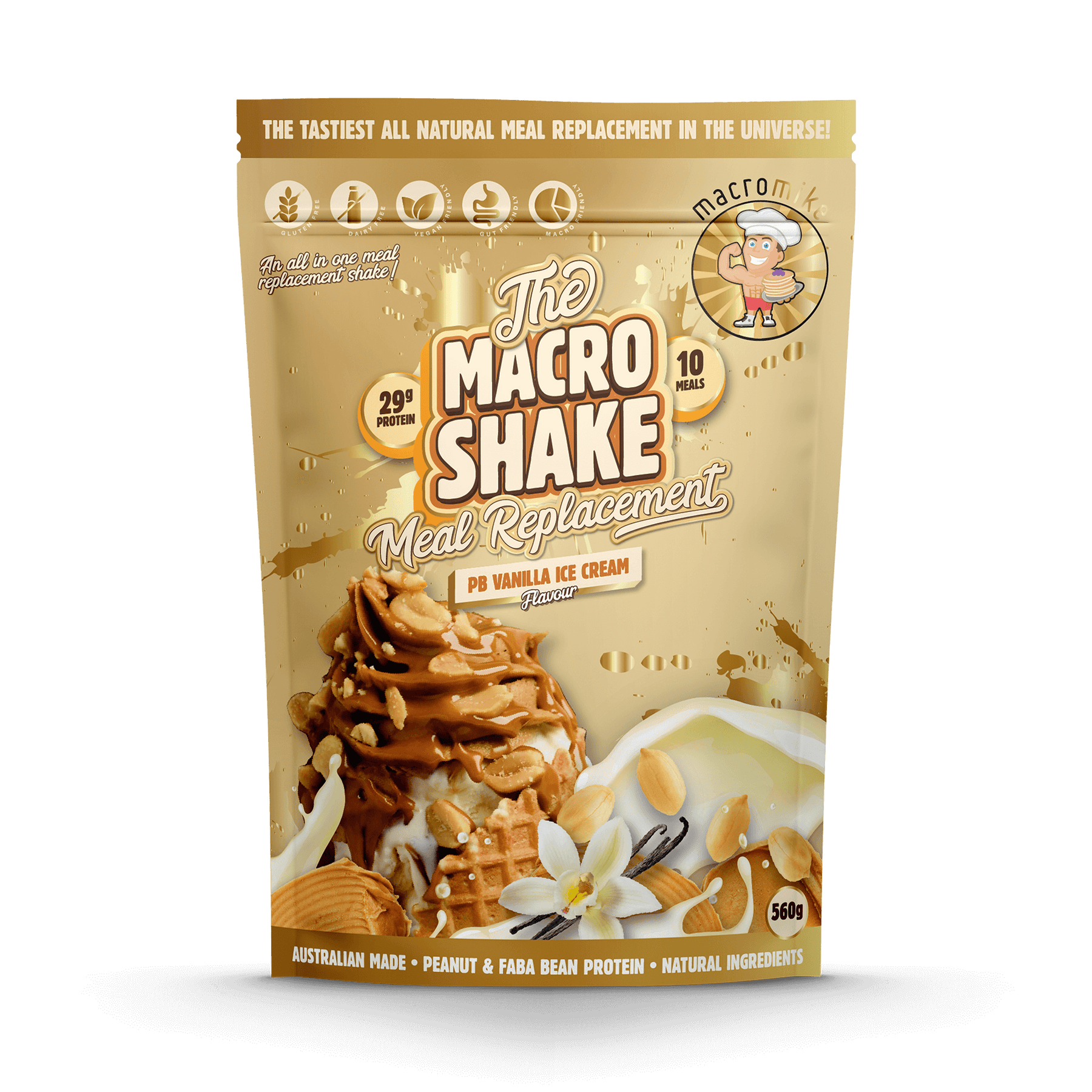 Macro Mike Protein Powder Macro Mike The Macro Shake Meal Replacement PB Vanilla Ice Cream 560g