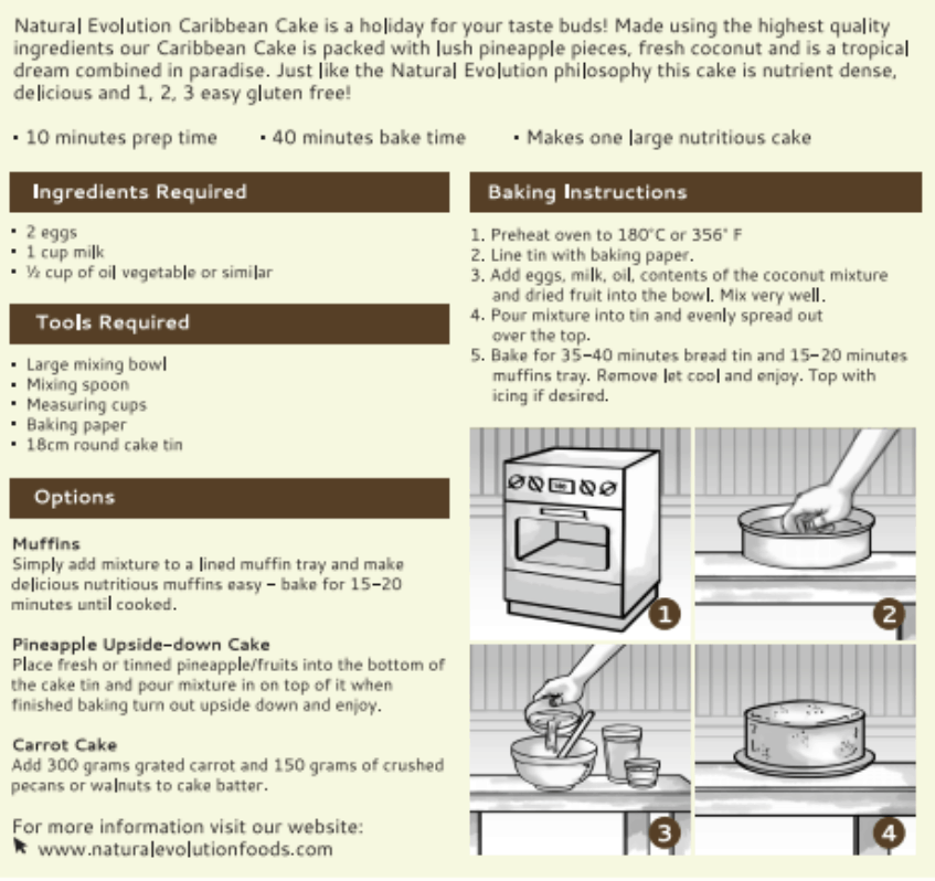 Natural Evolution Caribbean Cake Mix 486g Natural Evolution Caribbean Cake Mix  486g