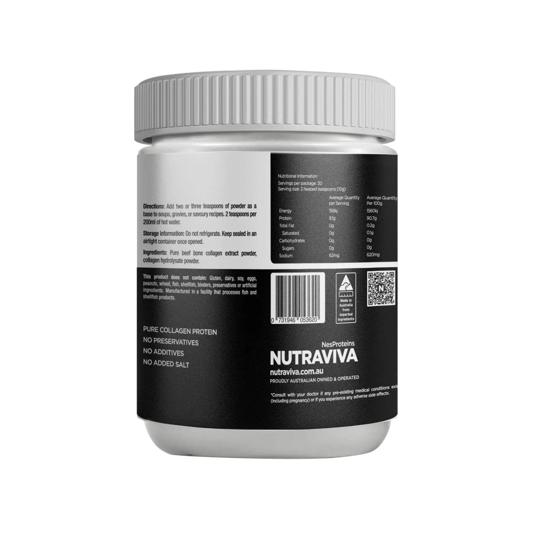 NutraViva NesProteins Bone Broth Beef Collagen Enriched Pure & Unflavoured 300g product image 3