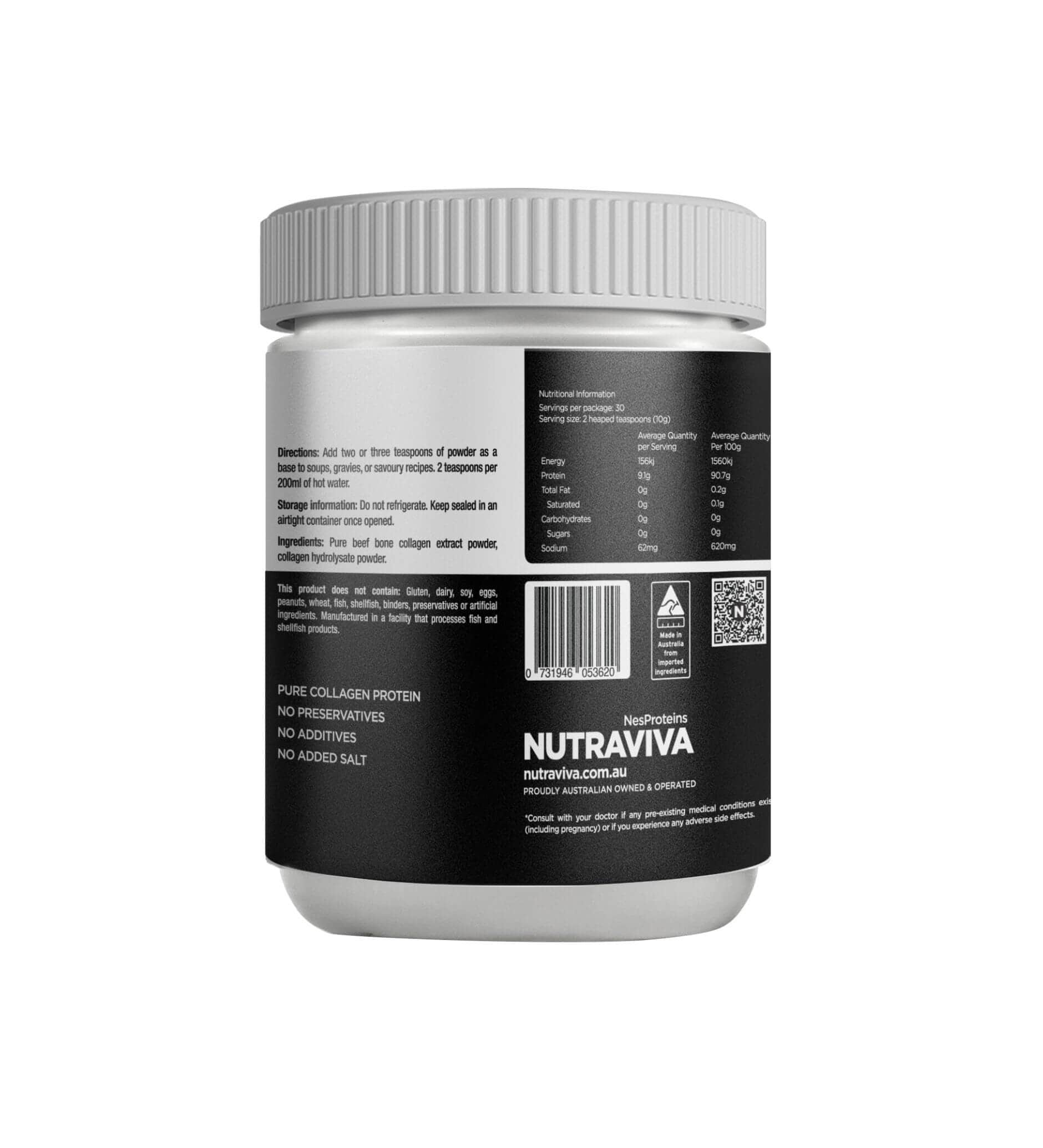 Nutraviva Collagen NutraViva NesProteins Bone Broth Beef Collagen Enriched Pure & Unflavoured 300g