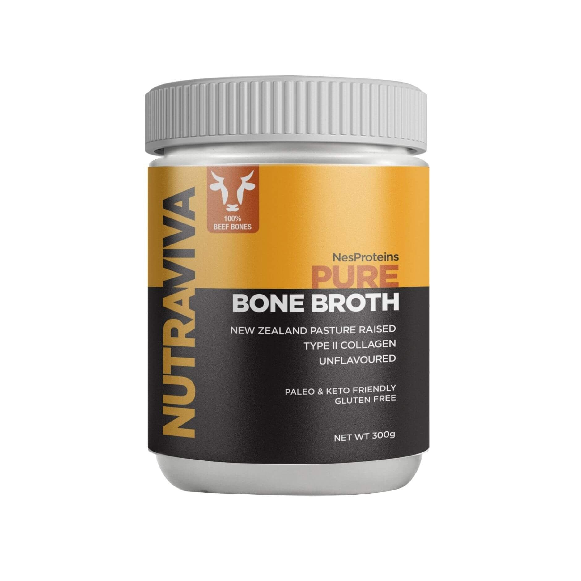 Nutraviva Electrolytes NutraViva NesProteins Bone Broth Beef Pure Unflavoured 300g