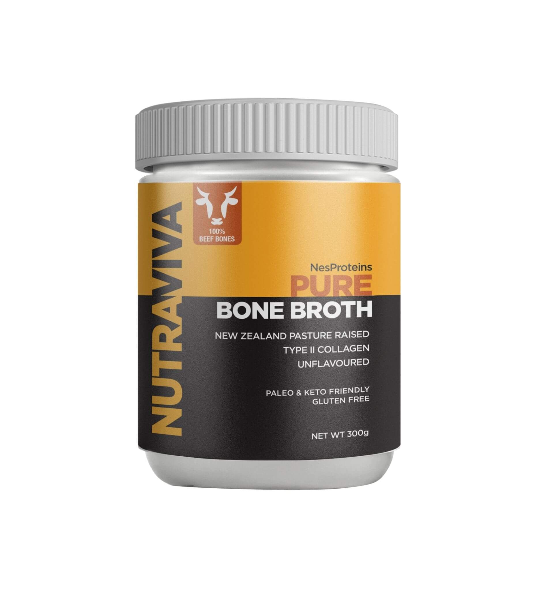 Nutraviva Electrolytes NutraViva NesProteins Bone Broth Beef Pure Unflavoured 300g