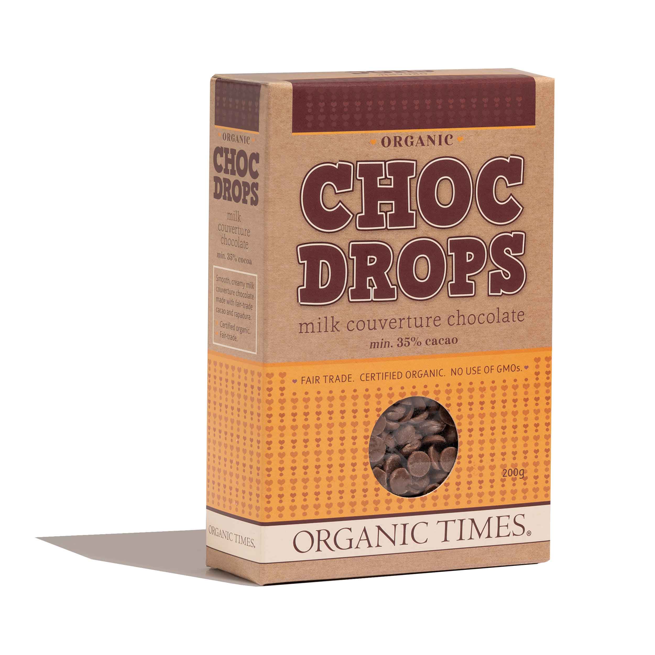 Organic Times Choc Drops Milk Couverture Drops