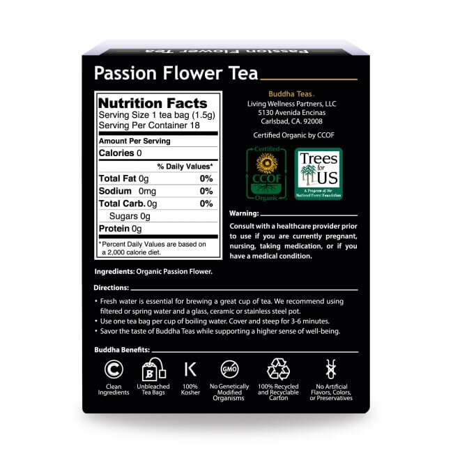 buddha teas organic herbal passion flower tea 18 sachets