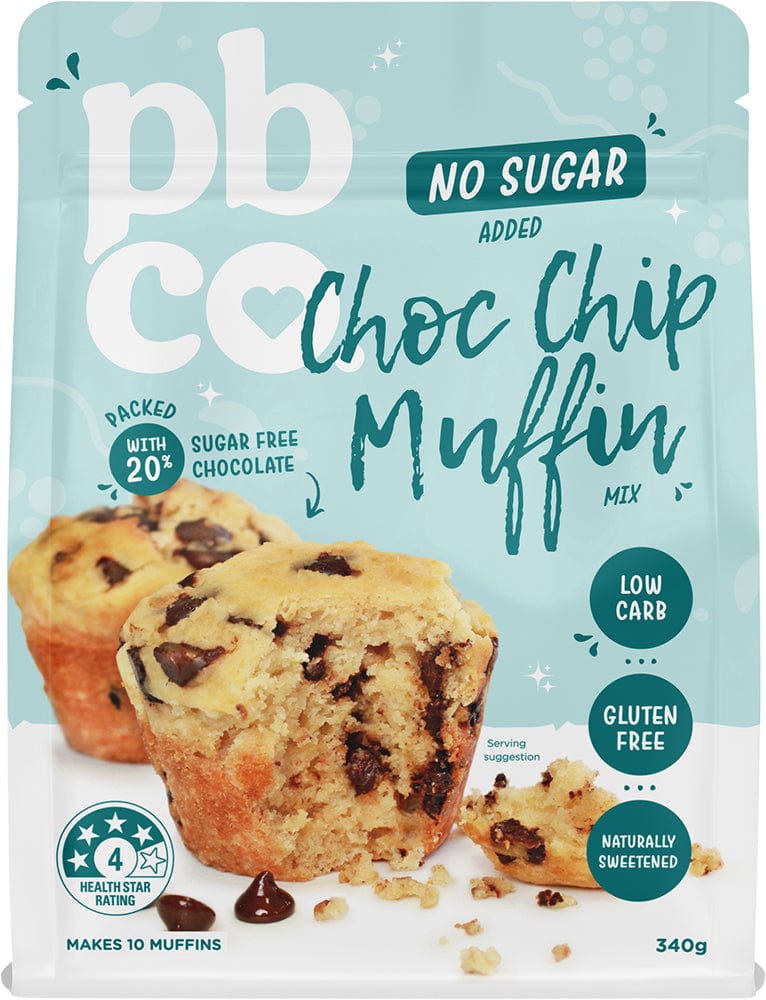 PBCO Baking Mixes PBCO Choc Chip Muffin Mix No Sugar Added 340g