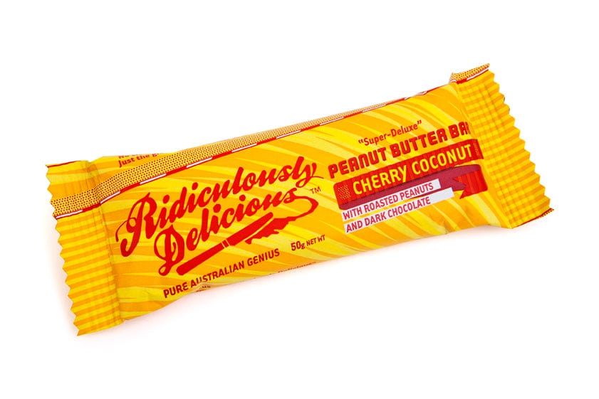 Ridiculously Delicious Snack Foods Cherry Coconut Ridiculously Delicious Crunch Bar 12 x 50gms