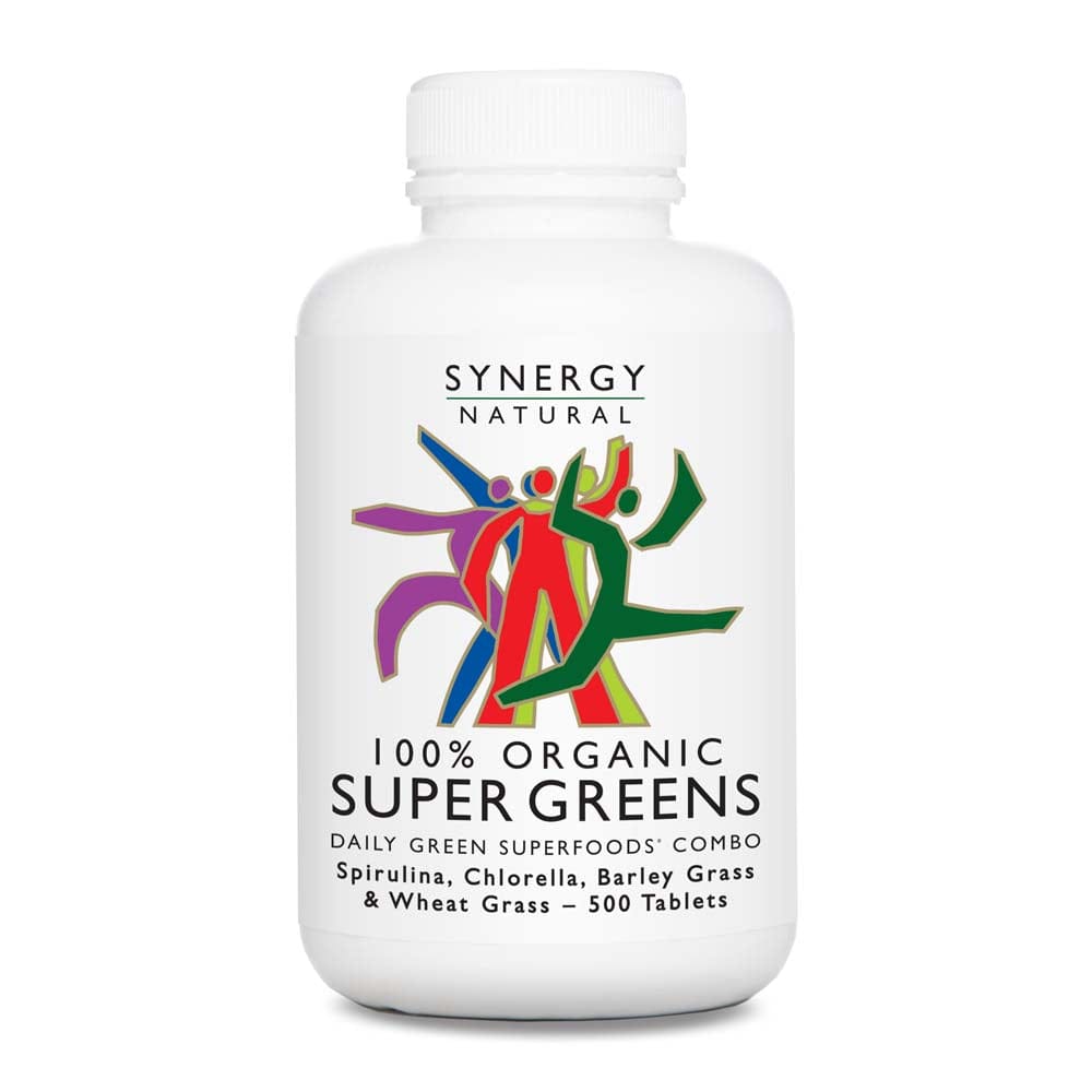 Synergy Natural Vitamins 500 Tablets Synergy Natural Organic Super Greens Tablets (Spirulina, Chlorella, Barley Grass & Wheat Grass)