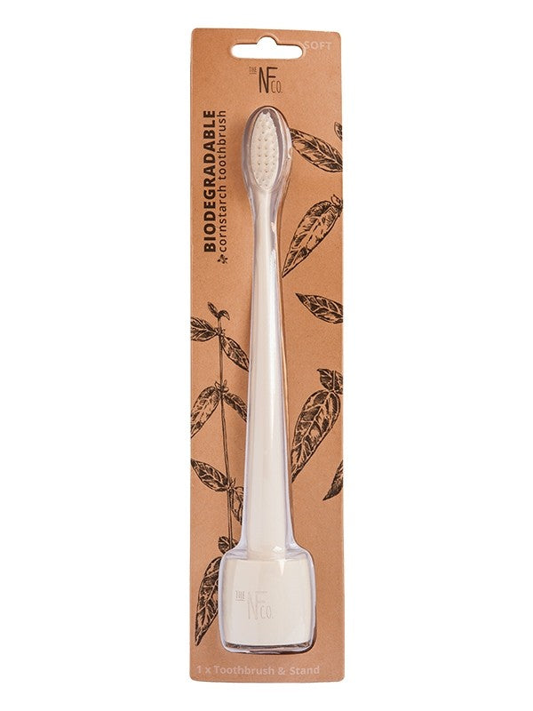 nfco  bio toothbrush & stand soft ivory desert